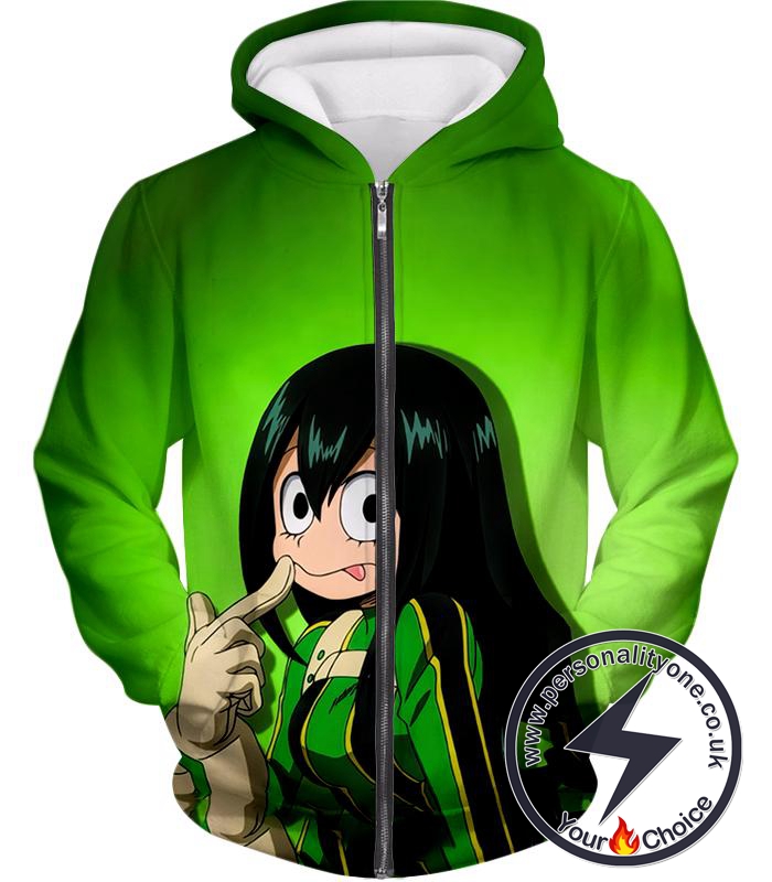 My Hero Academia Green U.A High Hero Tsuyu Asui Zip Up Hoodie